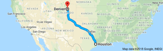 Houston to Denver Moving Company Route