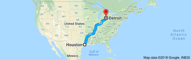 Houston to Detroit Moving Company Route