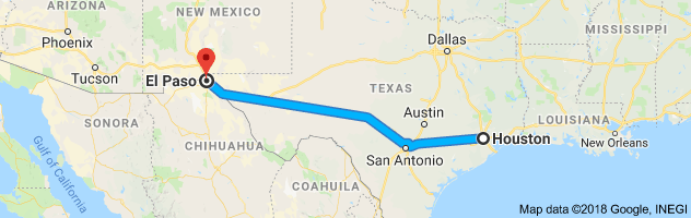 Houston to El Paso Moving Company Route
