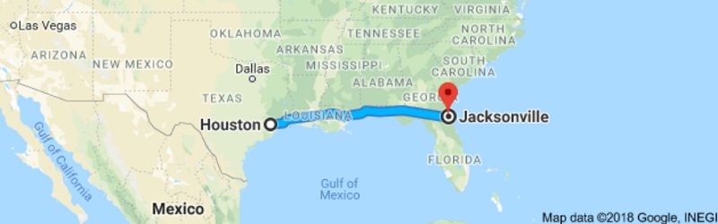 Houston to Jacksonville Moving Company Route