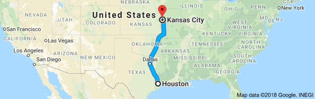 Houston to Kansas City Moving Company Route