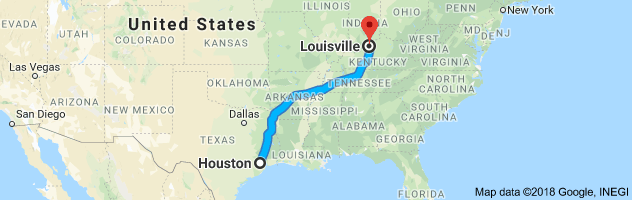 Houston to Louisville Moving Company Route