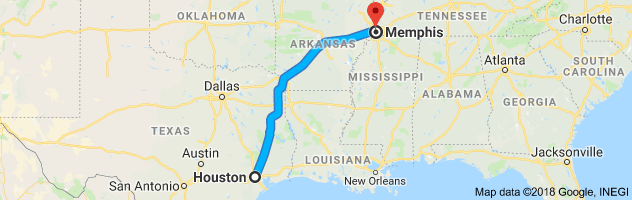 Houston to Memphis Moving Company Route