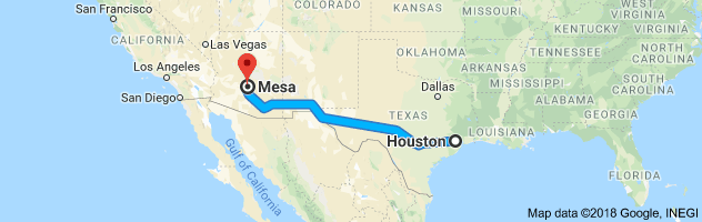 Houston to Mesa Moving Company Route