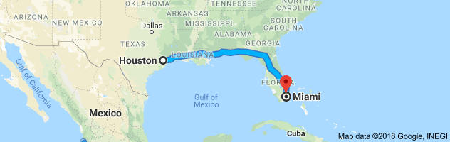 Houston to Miami Moving Company Route