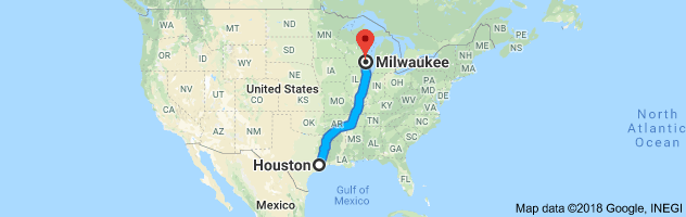 Houston to Milwaukee Moving Company Route