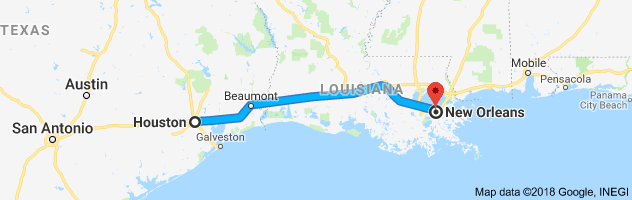 Houston to New Orleans Moving Company Route