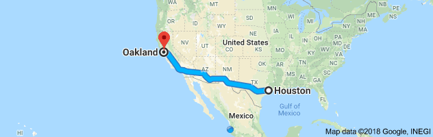 Houston to Oakland Moving Company Route