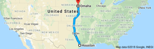 Houston to Omaha Moving Company Route