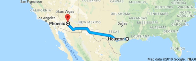Houston to Phoenix Moving Company Route