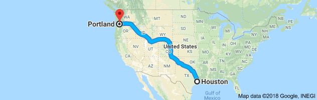 Houston to Portland Moving Company Route