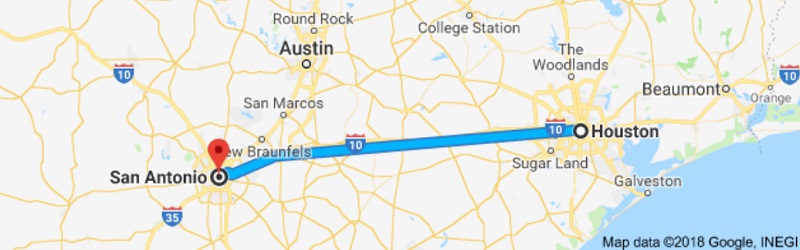 Houston to San Antonio Moving Company Route