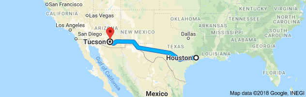 Houston to Tucson Moving Company Route