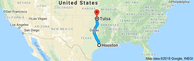 Houston to Tulsa Moving Company Route