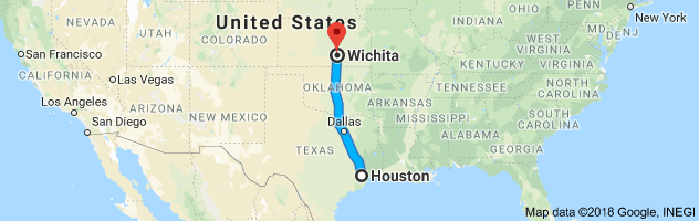 Houston to Wichita Moving Company Route