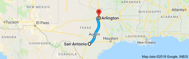 San Antonio to Arlington Moving Company Route