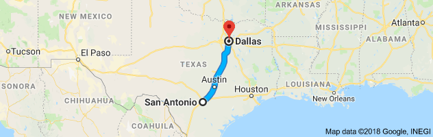 San Antonio to Dallas Moving Company Route