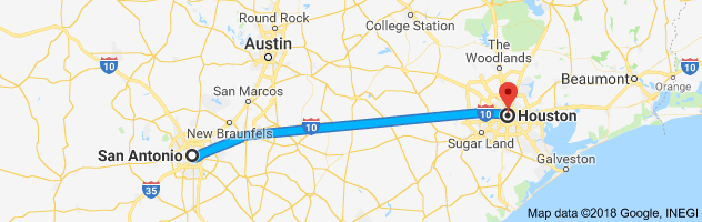 San Antonio to Houston Moving Company Route