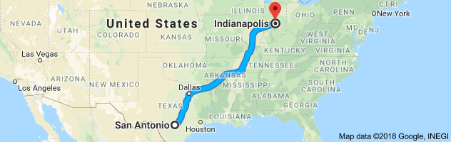 San Antonio to Indianapolis Moving Company Route