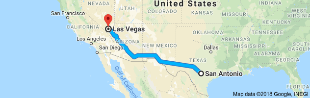 San Antonio to Las Vegas Moving Company Route